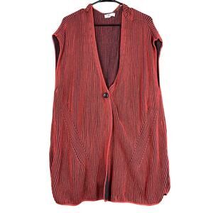 Pure by Ulla Popken Womens Cardigan Orange Black Tunic Sleeveless Cotton 24/26